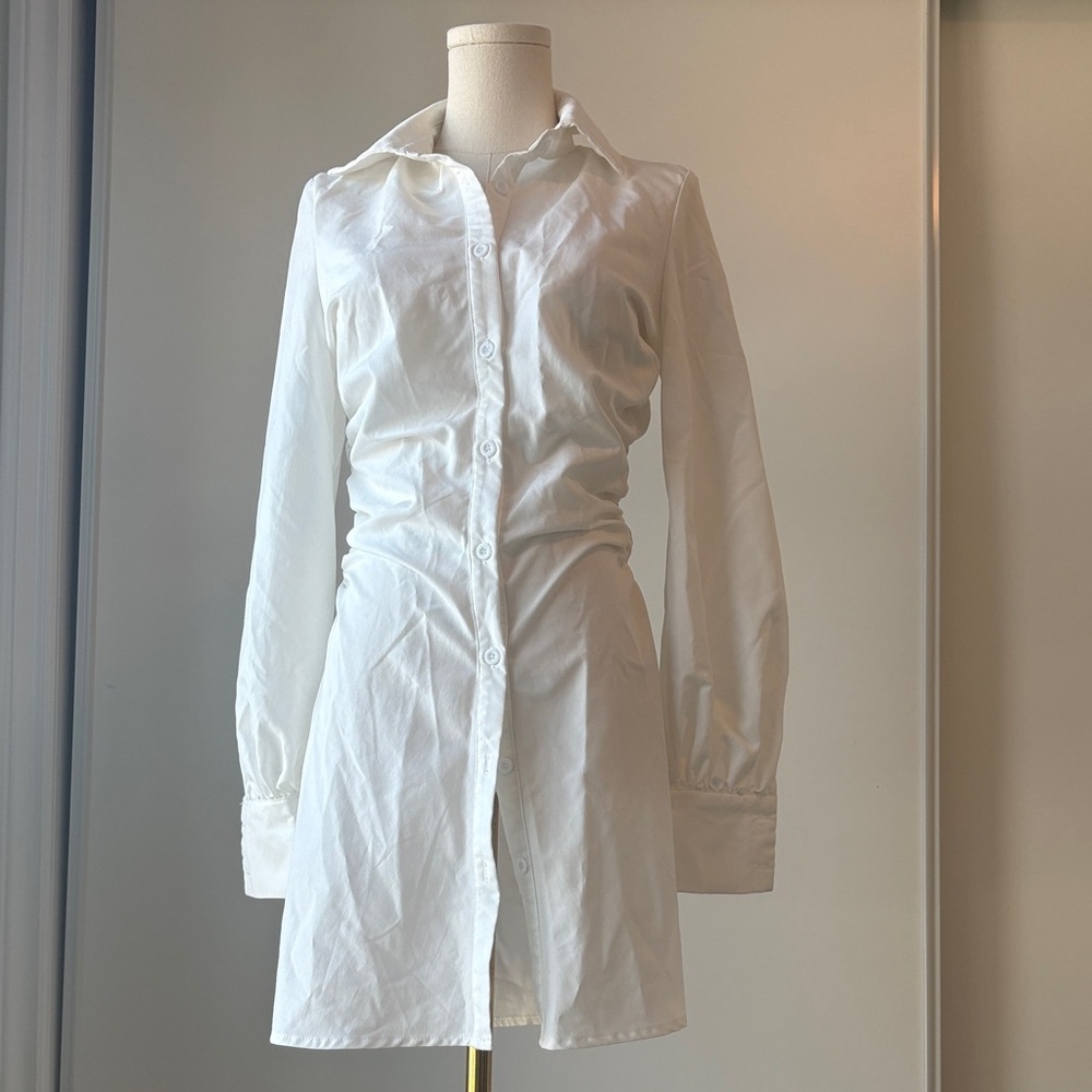 PrettyLittleThing White Long Sleeve Dress